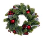 ВИНТЕР, венок новогодний, 30 см, зеленый/красные шары с лентами