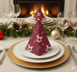 ВИНТЕР Лошадки, салфетки бумажные трехслойные, 33х33 см, 20 шт, красный