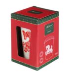 ВИНТЕР, кружка для кофе с крышкой, 450 мл, фарфор, зеленый/красный, МИКС