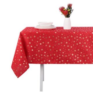 ВИНТЕР Щелкунчик, скатерть текстильная с фольгированным принтом, 140х180 см, красный/зеленый