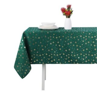 ВИНТЕР Щелкунчик, скатерть текстильная с фольгированным принтом, 140х180 см, красный/зеленый