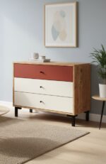 ДЖЭМ, комод, 3 ящика, дуб крафт табачный/сатин/терракот