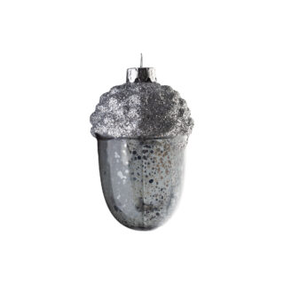 ВИНТЕР, елочная игрушка из стекла, 6х10 см, желудь, серебристый