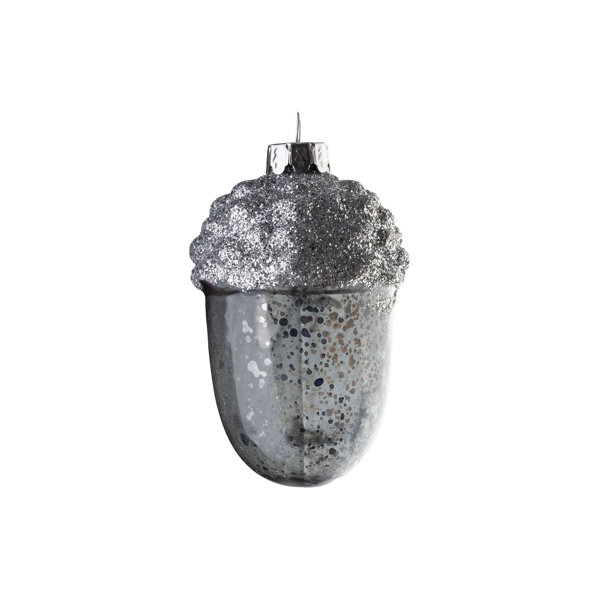 ВИНТЕР, елочная игрушка из стекла, 6х10 см, желудь, серебристый