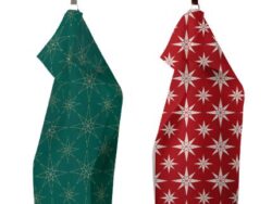 ВИНТЕР Щелкунчик, набор кухонных полотенец, 2 шт, 45х60 см, красный/зеленый