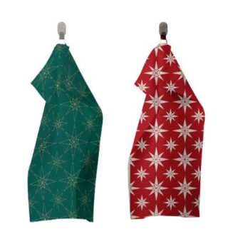 ВИНТЕР Щелкунчик, набор кухонных полотенец, 2 шт, 45х60 см, красный/зеленый