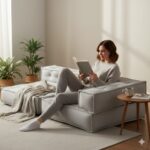 МИРАКЛ, мягкий модуль, оттоманка, 82х81х24 см, велюр/букле, серый