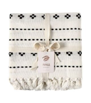 УЗОР, плед, 130х160 см, хлопок, черно-белый