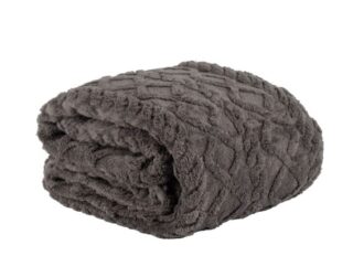 СКАНДИ, плед/покрывало, 180х220 см, флис, косички, темно-серый
