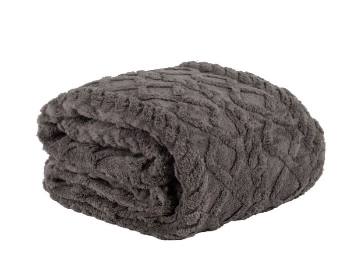 СКАНДИ, плед/покрывало, 180х220 см, флис, косички, темно-серый СКАНДИ, плед/покрывало, 180х220 см, флис, косички, темно-серый