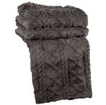 СКАНДИ, плед/покрывало, 180х220 см, флис, косички, темно-серый