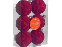 ВИНТЕР Бархат Бьорн, набор шаров, 6 шт, 6 см, красный/бархатный