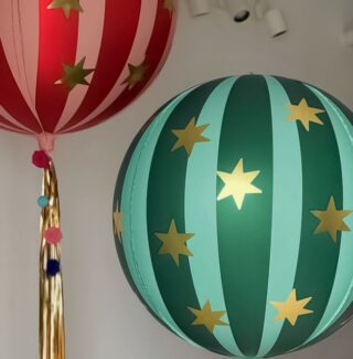 ВИНТЕР, воздушный шар фольгированный, 25 см, зеленый/полоски