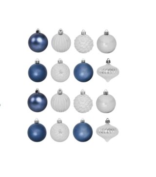 ВИНТЕР Christmas, набор новогодних шаров, 5-6 см, 25 шт, синий-белый