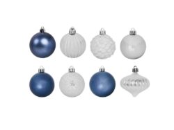 ВИНТЕР Christmas, набор новогодних шаров, 5-6 см, 25 шт, синий-белый