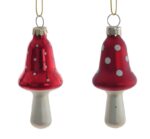 ВИНТЕР, елочная игрушка из стекла, 9 см, мухомор, красный, 2 дизайна, микс
