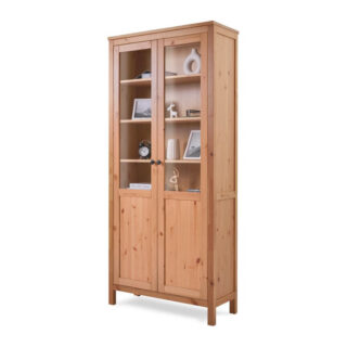 КЫМОР, шкаф-витрина из массива сосны, полуоткрытый, 89х198х37, натуральный