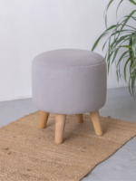 ЭЛЛИ, пуф с деревянными ножками, 40х43 см, велюр, дымчатый серый