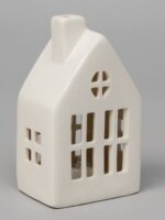 ВИНТЕР, светодиодное украшение из керамики, LR44×3, домик с трубой, 12,6 см, белый