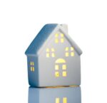 ВИНТЕР, светодиодное украшение из керамики, LR44×3, домик с окнами, 10,1 см, белый