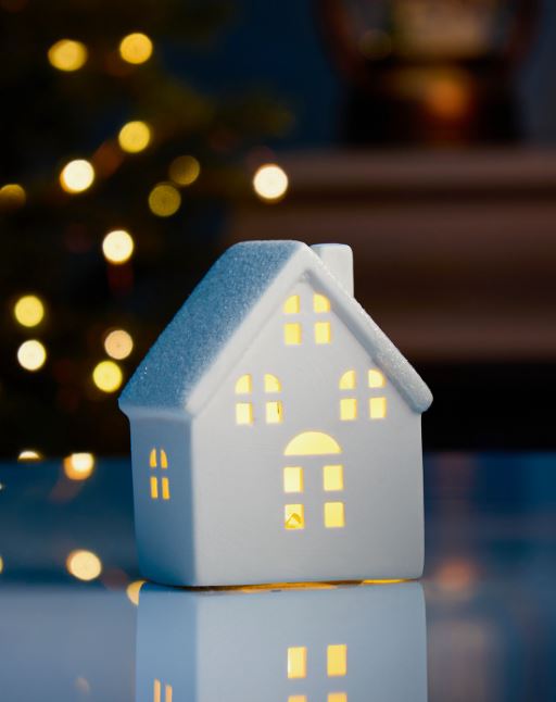 ВИНТЕР, светодиодное украшение из керамики, LR44×3, домик с окнами, 10,1 см, белый ВИНТЕР, светодиодное украшение из керамики, LR44×3, домик с окнами, 10,1 см, белый