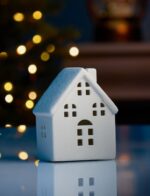 ВИНТЕР, светодиодное украшение из керамики, LR44×3, домик с окнами, 10,1 см, белый