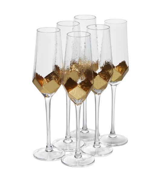 ДАРИО, набор бокалов для шампанского,180 мл, 6 шт, золотой