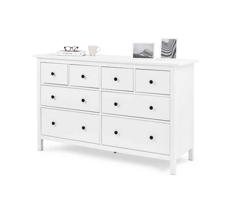 КЫМОР, комод 8 ящиков из массива сосны, 160х50х96 см, белый