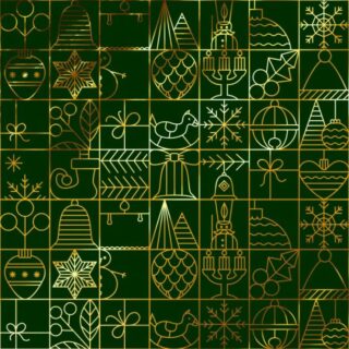 ВИНТЕР Гифт, упаковочная бумага, 100х70 см, зеленые узоры
