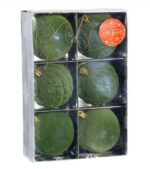 ВИНТЕР Бархат Стиль, набор шаров, 6 шт, 8 см, завитки, зеленый