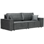 ФАБИО, диван-кровать, велюр, серый, 250х85х101 см