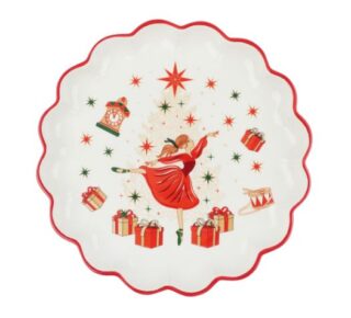 ВИНТЕР Щелкунчик, блюдо керамическое, 25 см, белый/красный