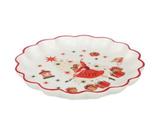 ВИНТЕР Щелкунчик, блюдо керамическое, 25 см, белый/красный