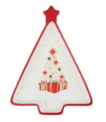 ВИНТЕР Щелкунчик, блюдо в форме елки, 21х16 см, белый/красный