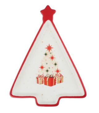 ВИНТЕР Щелкунчик, блюдо в форме елки, 21х16 см, белый/красный