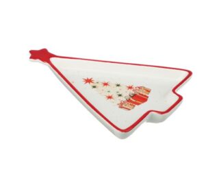 ВИНТЕР Щелкунчик, блюдо в форме елки, 21х16 см, белый/красный