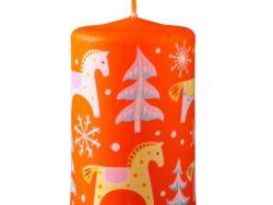 ВИНТЕР, свеча пеньковая, лошадки, 6х8 см, красный