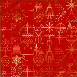 ВИНТЕР Гифт, упаковочная бумага, 100х70 см, красные узоры