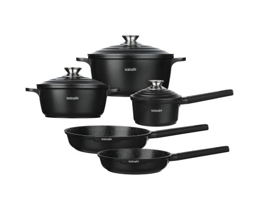 АРТАС, набор посуды 8 предметов, литой алюминий, черный