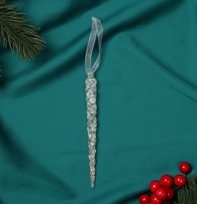 ВИНТЕР, елочная игрушка, сосулька, 15 см, прозрачный/белый ВИНТЕР, елочная игрушка, сосулька, 15 см, прозрачный/белый