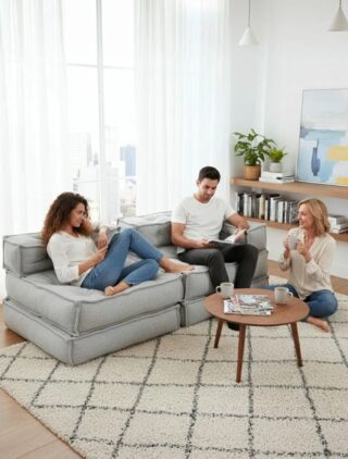 МИРАКЛ, мягкий модуль, прямой, 82х81х42 см, велюр/букле, серый