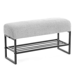 ЧАРЛИ, банкетка с полкой для обуви, букле, серый