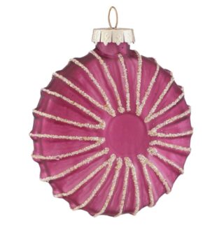 ВИНТЕР, елочная игрушка из стекла, 8 см, медальон, красный