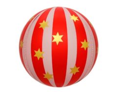 ЦИРК, воздушный шар фольгированный, 25 см, красный/полоски