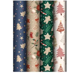 ВИНТЕР Гифт, упаковочная бумага, 100х70 см, 4 вида в ассортименте