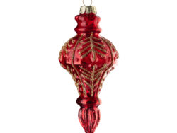 ВИНТЕР, елочная игрушка из стекла, 6х13,5 см, подвеска, красный