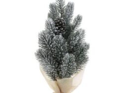 ВИНТЕР, ель настольная литая, 40 см, зеленая в снегу с шишкой