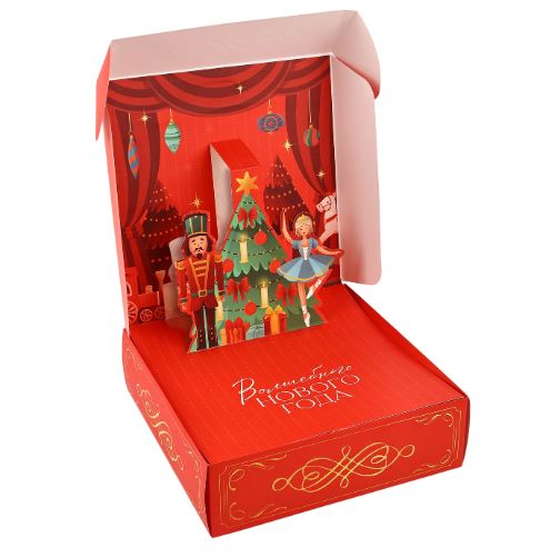 ВИНТЕР Гифт, коробка подарочная 3D, 26х26х8 см, щелкунчик, красный