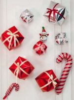 ВИНТЕР, воздушный шар фольгированный, леденец, 32 см, красный/полоски