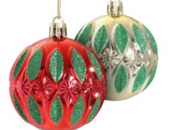 ВИНТЕР Гранат, набор шаров, 4 шт, 6 см, красный/золотой